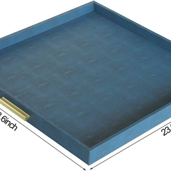 New Extra Large Square Serving Tray, Elegant Faux Leather Ottoman Tray 24" x 24" - Picture 4 of 8